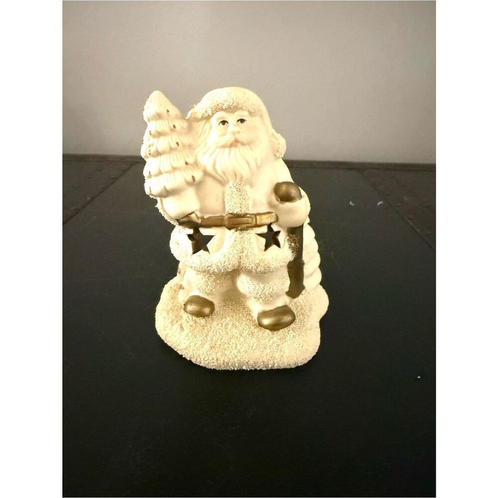 Vintage Santa Claus TeaLight Candleholder Ceramic Old World Christmas Home Decor